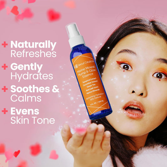 Seoulceuticals Korean Skin Care Essence Toner - K Beauty Skincare Spray Mist For Face Contains Cucumber Extract And Marine Minerals + Organic Aloe - Get That Healthy Youthful Glow