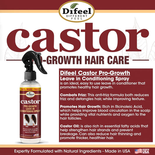 Difeel Castor Pro-Growth Leave-In Conditioning Spray 8 Oz. - Large Bottle