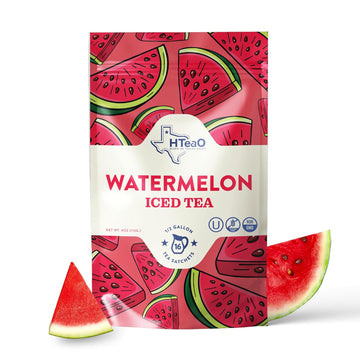 Hteao Watermelon Black Tea Sachets - 8 Gallons Per Package - Real Texas-Style Flavored Iced Tea In 5 Minutes (Pack Of 16 Sachet Bags)