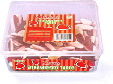 Swizzels Sweet Tubs, Fun Gums Strawberry Tarts, Fruit Flavour Foam And Jelly Gums, Sharing Tub Of Sweets, Free From Artificial Colours (120 Sweets Approximately) (Pack Of 2)