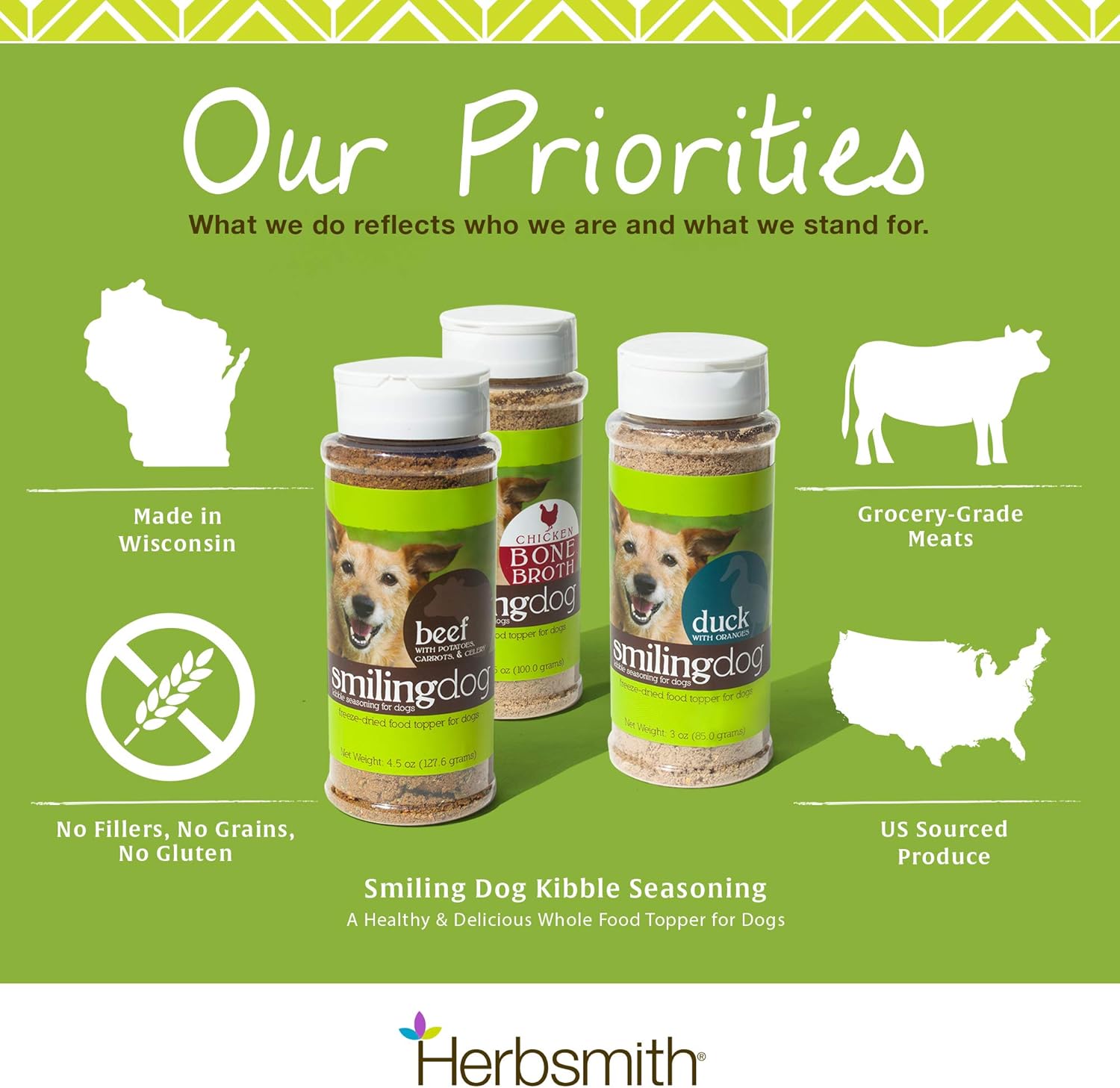 Herbsmith Bone Broth Kibble Seasoning - Freeze Dried Meat + Bone Broth Powder For Dogs - Beef - 3.35 Oz : Pet Supplies