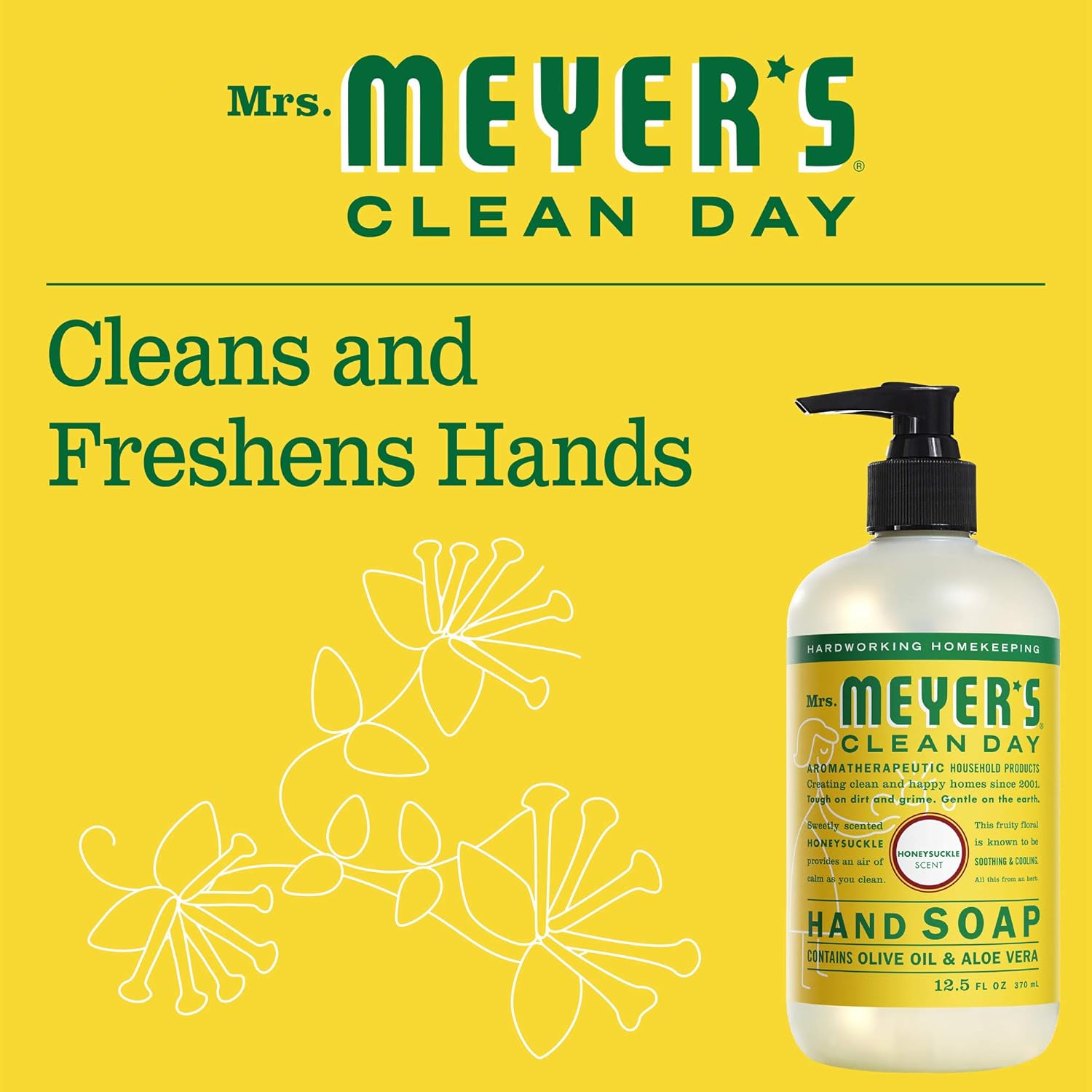 MRS. MEYER'S CLEAN DAY Hand Soap, Made with Essential Oils, Biodegradable Formula, Honeysuckle, 12.5 fl. oz : Beauty & Personal Care