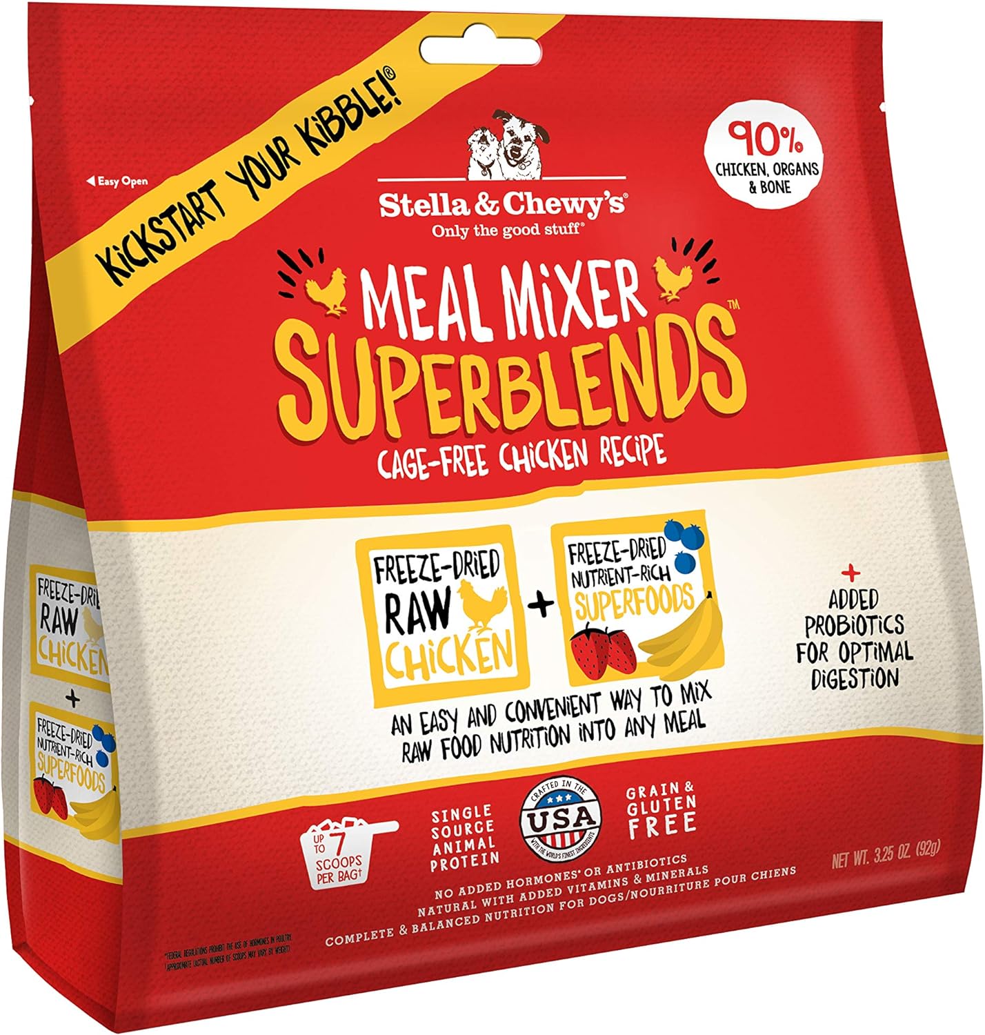 Stella & Chewy'S Freeze Dried Raw Cage-Free Chicken Meal Mixers – Superblends Dog Food Topper – Grain Free, Protein Rich Recipe – 3.25 Oz Bag