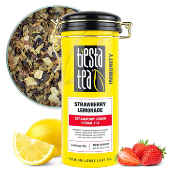 Tiesta Tea - Strawberry Lemonade | Strawberry Lemon Herbal Tea | Premium Loose Leaf Tea | Non-Caffeinated Fruit Tea | Make Hot Or Iced Tea & Brews Up To 50 Cups - 4 Ounce Refillable Tin