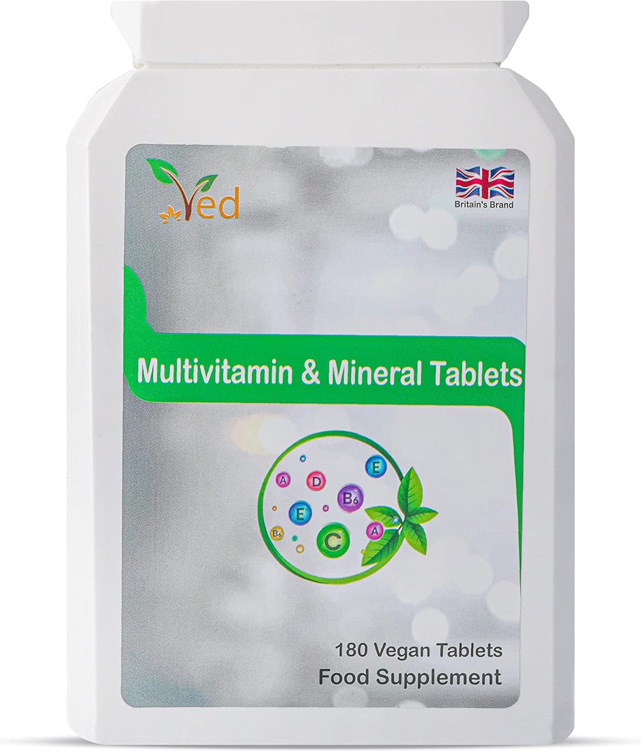 Ved'S Premium Multivitamins Supplement With Vitamin A, Vitamin C, Vitamin D & B6 & More| Lactose & Gluten Free Food Supplement For Energy & Health Support| 180 Vegan Tablets| 6 Month Supply
