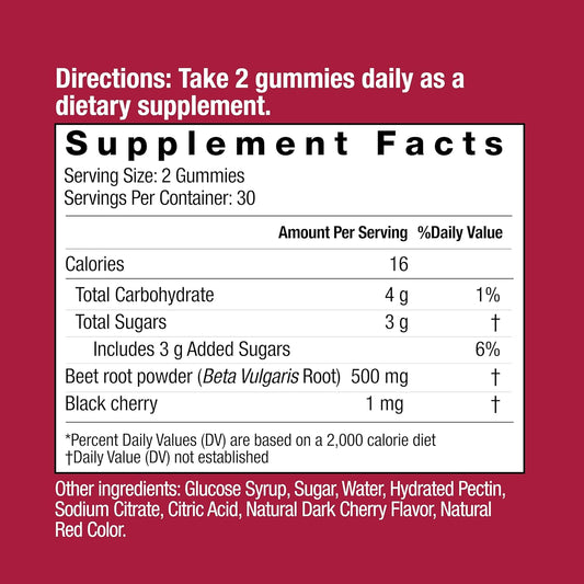 Country Farms Bountiful Beets Gummies, Circulation Superfood, Promotes Energy And Endurance, Nitric Oxide Booster, 30 Servings, White, 60 Count