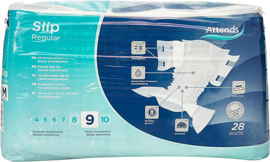 Attends Slip Active Medium 9 Incontinence Pads 1 Pack Of 28