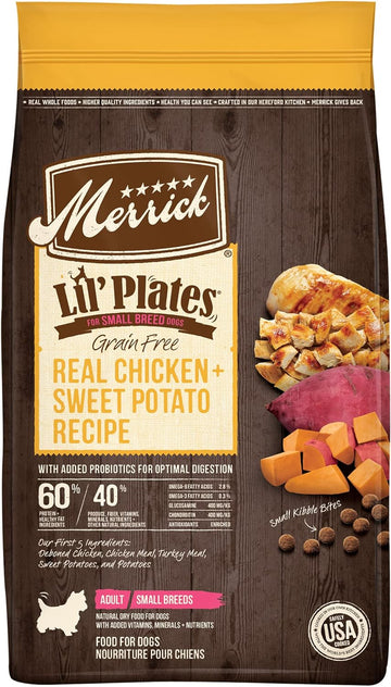 Merrick Lil’ Plates Premium Grain Free Dry Dog Food For Small Dogs, Real Chicken And Sweet Potato Kibble - 4.0 lb. Bag