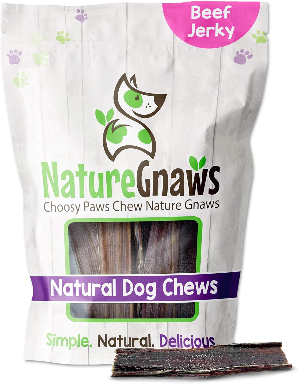 Nature Gnaws - Beef Jerky Chews for Small Dogs - Premium Natural Beef Gullet Sticks - Simple Single Ingredient Tasty Dog Chew Treats - Rawhide Free - 4-5 Inch