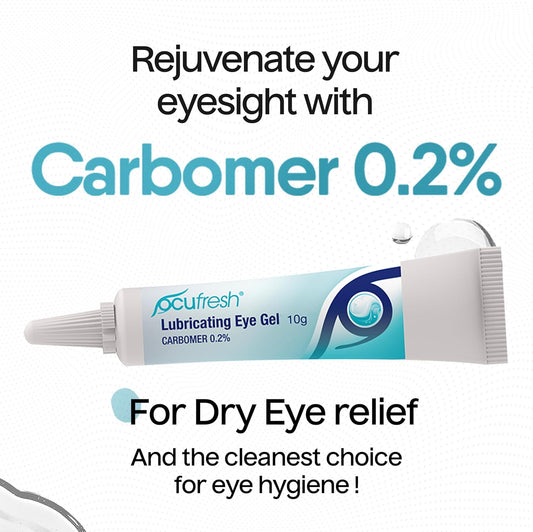 Ocufresh Carbomer 0.2% Lubricating Eye Gel For Dry, Tired, Irritated Eyes - Intensive Lubrication & Moisturising Formulation For Daily Eye Care Routine-Immediate Eye Hydration & Night Relief, 10 Pack