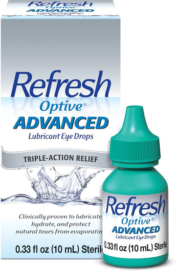 Refresh Optive Advanced Lubricant Eye Drops, Sterile, White, 0.33 Fl Oz