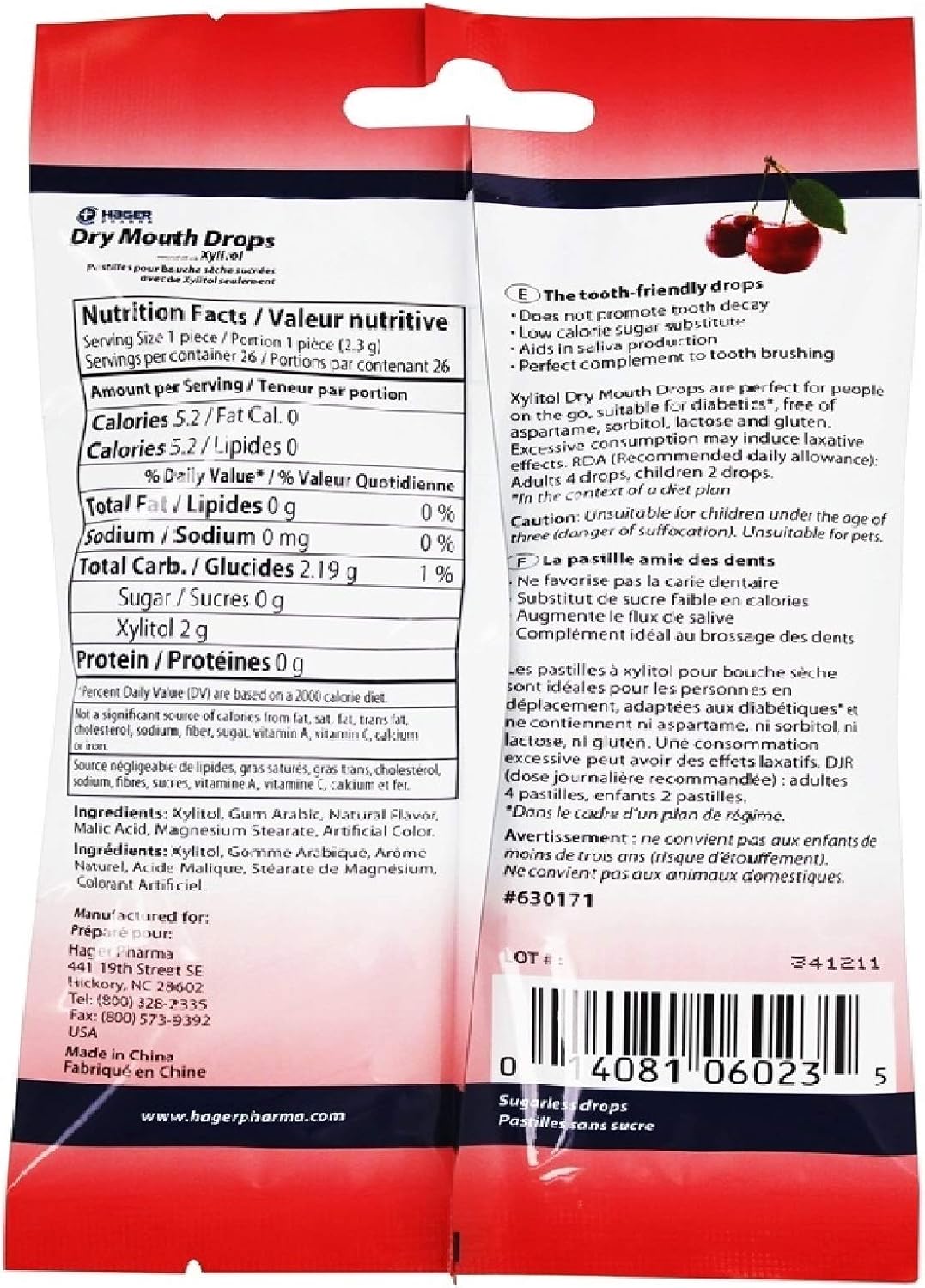 Hager Pharma Dry Mouth Drops - Cherry - 2 Oz - Gluten Free - Sweetened With Xylitol