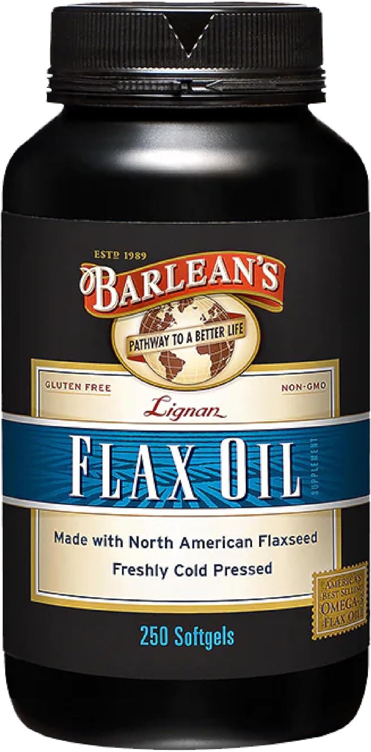 Barlean'S Omega 3 6 9 Lignan Flaxseed Oil Supplements, Cold-Pressed Flax Seed Supplement Softgels With 1550 Mg Ala Fatty Acids, 100 Count