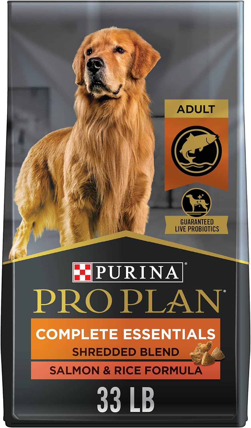 Purina Pro Plan High Protein Dog Food With Probiotics for Dogs, Shredded Blend Salmon & Rice Formula - 33 lb. Bag