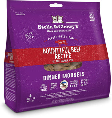 Stella & Chewy'S Freeze-Dried Raw Cat Dinner Morsels – Grain Free, Protein Rich Cat & Kitten Food – Bountiful Beef Recipe – 18 Oz Bag