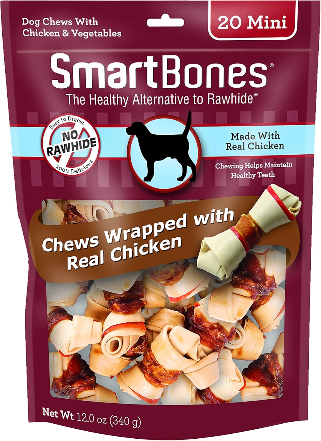 Smartbones Chicken-Wrapped Sticks, Treat Your Dog To A Rawhide-Free Chew Made With Real Chicken And Vegetables 20 Count (Pack Of 1)