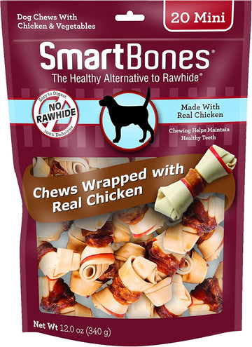 Smartbones Chicken-Wrapped Sticks, Treat Your Dog To A Rawhide-Free Chew Made With Real Chicken And Vegetables 20 Count (Pack Of 1)