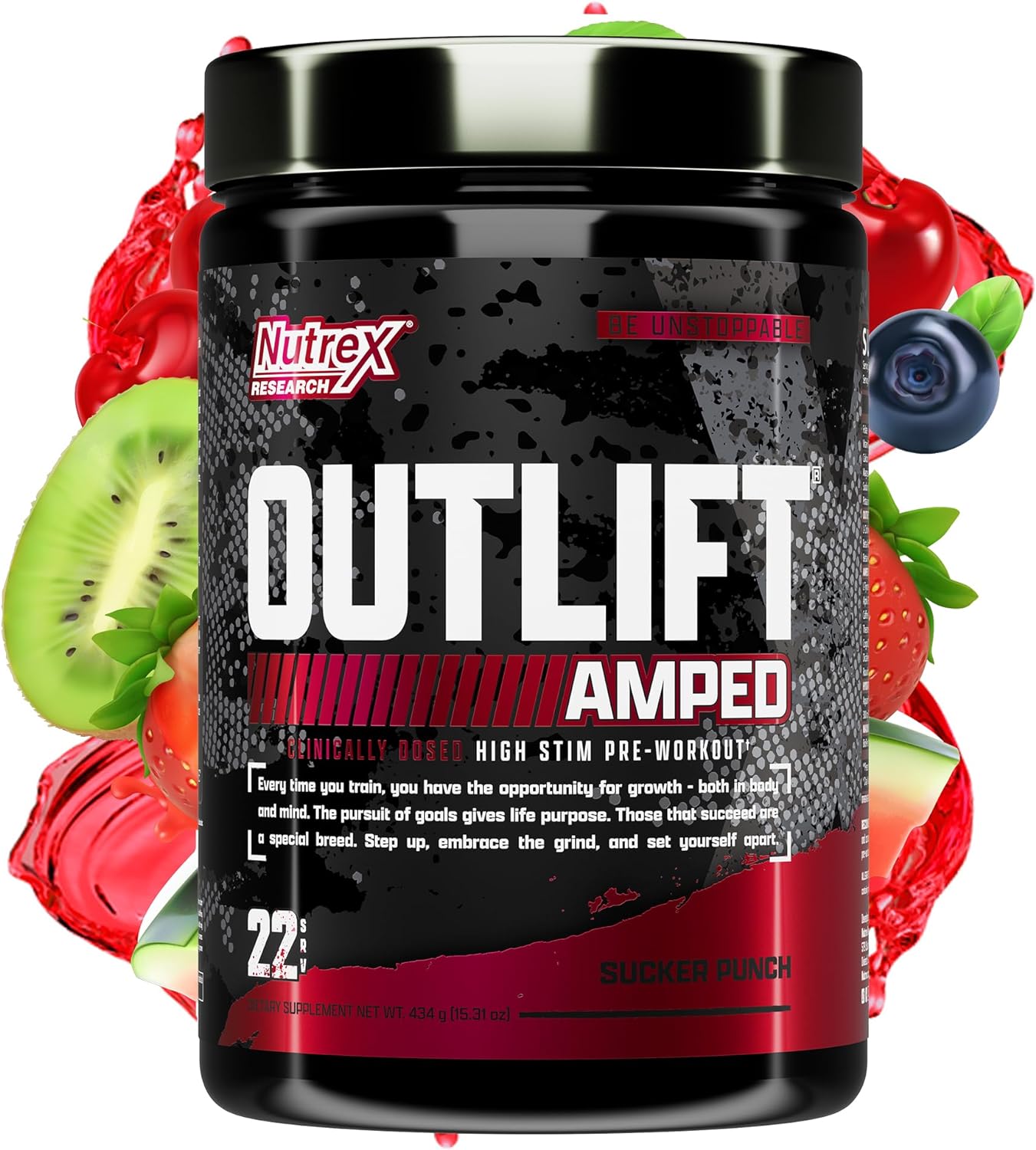 OUTLIFT Amped Max Dosed Pre Workout Powder, 6G Citrulline, 3.2G Beta A
