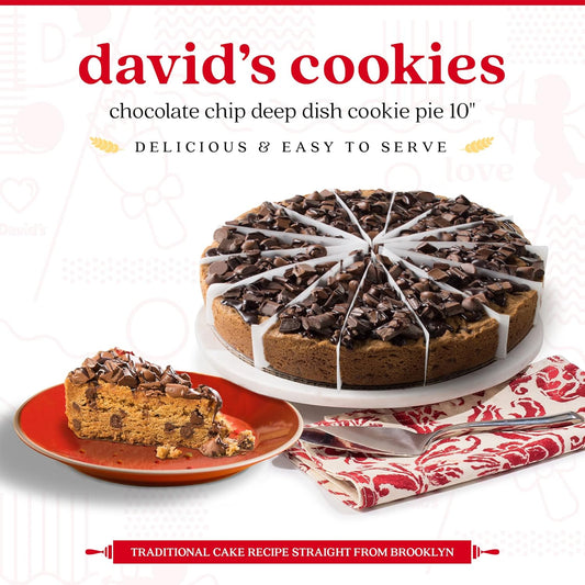 David'S Cookies Chocolate Chip Deep Dish Cookie Pie 10"-Pre-Sliced 14 Pcs. Fresh Gourmet Bakery Dessert Filled With Chocolate Chips And Topped With Huge Chunks Of Chocolate