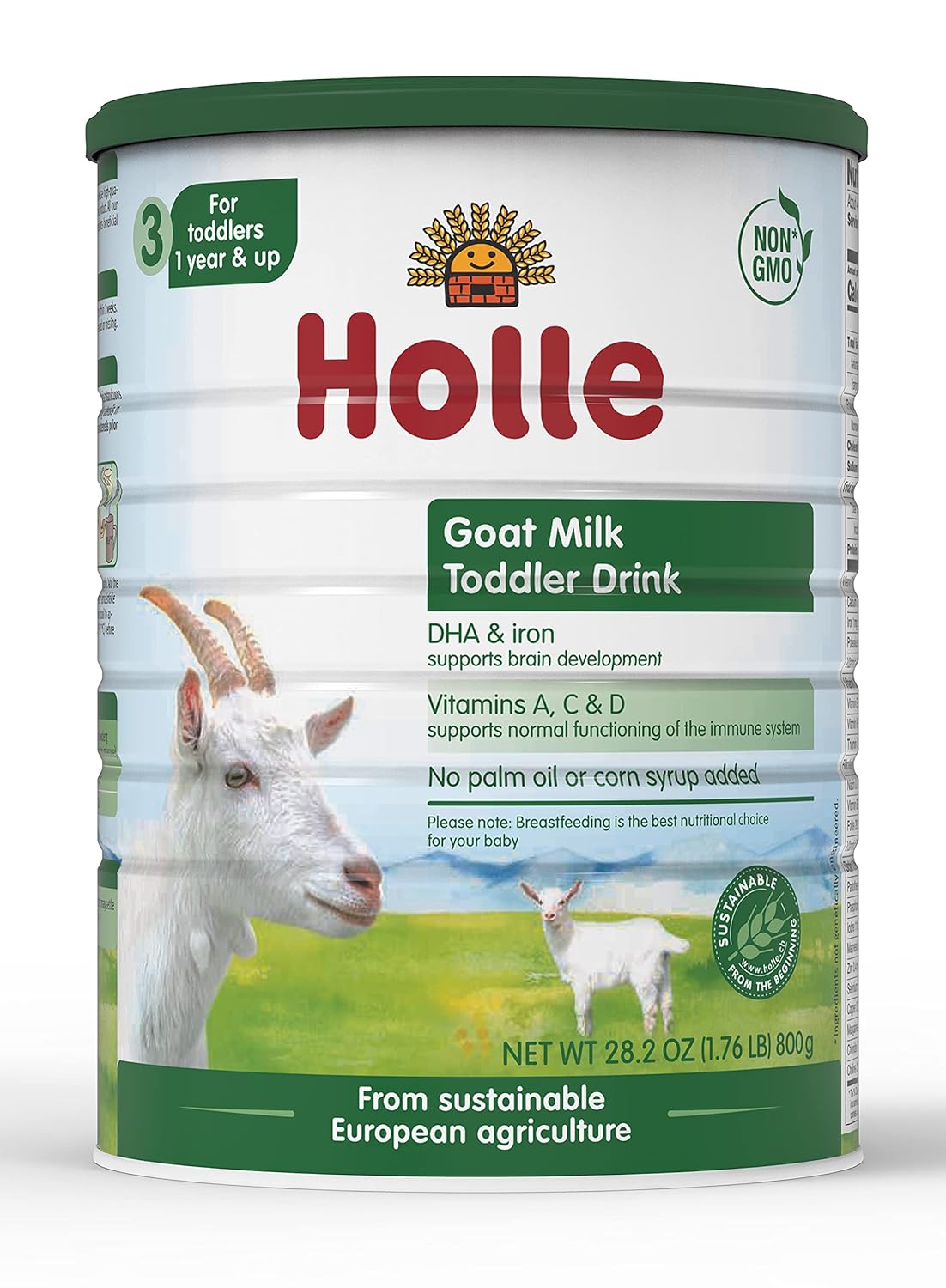 Holle - Goat Milk Toddler Formula - Easy to digest - Non-GMO with DHA for Healthy Brain Development - 1 Year & Up : Baby