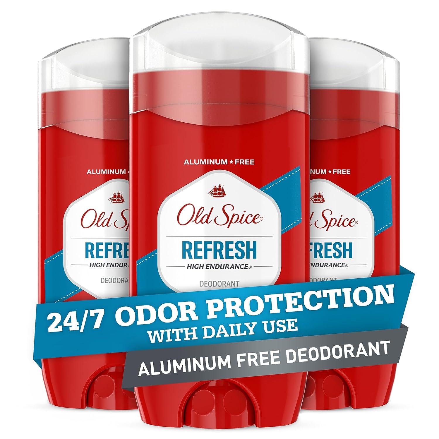 Old Spice High Endurance Deodorant For Men, Aluminum Free, 24/7 Odor Protection, Refresh Scent, 3 Oz (Pack Of 3)