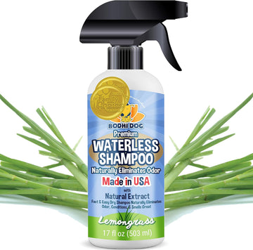 Bodhi Dog Waterless Shampoo | Natural Dry Shampoo For Dogs Or Cats | Neutralizes Pet Odor | No Rinse Required | Made With Natural Extracts | Vet Approved- Made In Usa (Lemongrass, 17 Fl Oz)