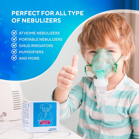 Naveh Pharma Gentle Respiratory Relief: Baby-Friendly 3% Hypertonic Saline Solution For Nebulizer | Soothing Inhalation For Little Ones | 25 Vials X 5Ml | Easy Clearing Of Tiny Lungs & Congestion