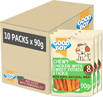 Good Boy - Chewy Chicken With Sweet Potato Sticks - Dog Treats - Made With 100% Natural Chicken Breast Meat - 90 Grams - Rawhide Free Dog Treats - Case Of 10