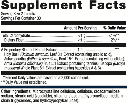 Metagenics Exhilarin - Energy & Stress Tolerance Support* - With Ashwagandha, Holy Basil, Amla & Bacopa - Designed In Style Of Ayurvedic Medicine - 60 Tablets