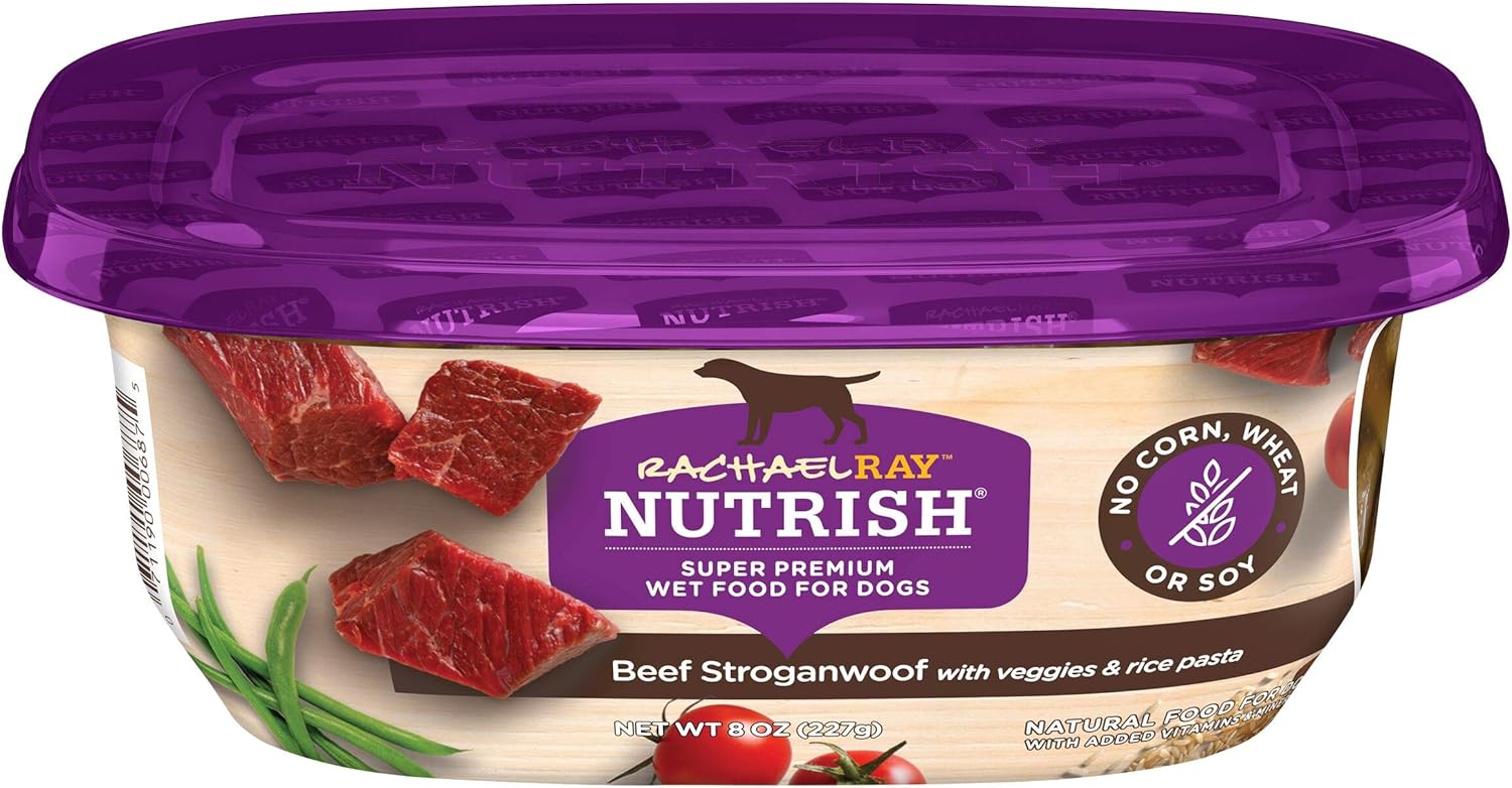 Rachael Ray Nutrish Natural Wet Dog Food With Added Vitamins, Minerals & Taurine, Beef Stroganwoof, 8 Ounce Tub (Pack Of 8)