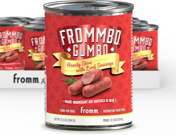 Fromm Frommbo Gumbo Hearty Stew With Beef Sausage Dog Food - Premium Wet Dog Food - Beef Recipe - Case Of (12) 12.5 Oz Cans