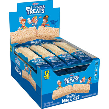 Rice Krispies Treats Mega Bars Large Marshmallow Snack Bars, Kids Snacks, Big Bars, Original, 26.4Oz Box (12 Bars)