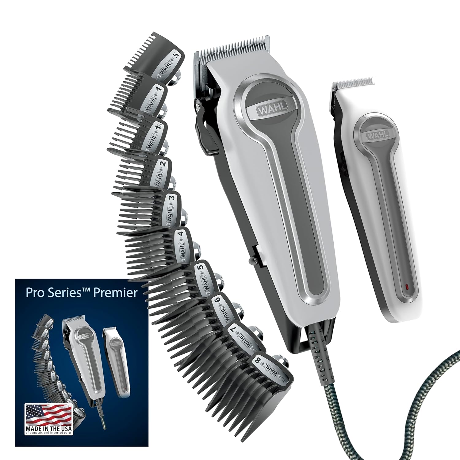 Wahl Usa Pro Series Premium Combo Corded Clipper And Cordless Trimmer Kit For Hair Clipping & Beard Trimming With Barbers Shears - Model 79804