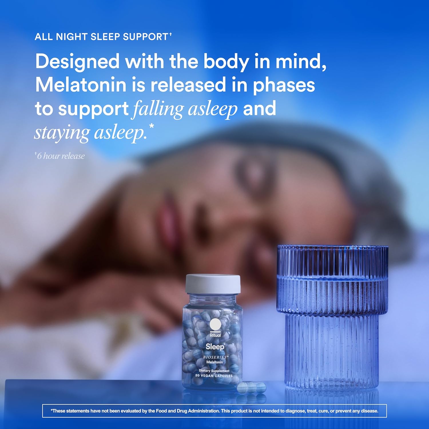 Ritual Sleep BioSeries™ Melatonin: Sleep Aid for Adults, Sleep Supplement with Time Released Capsules, Drug Free Sleep Vitamins for Adults for All Night Sleep Support, 20 Capsules : Health & Household