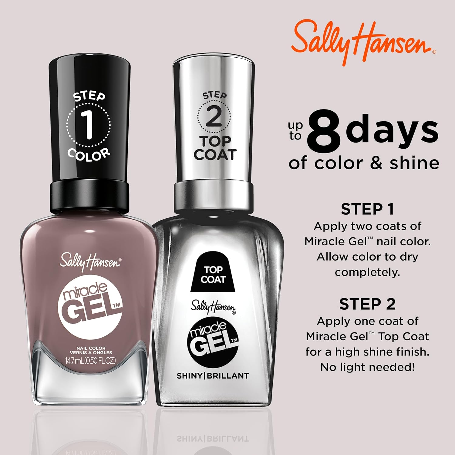 Sally Hansen Miracle Gel™, To the Taupe, Long Lasting, Gel-Like Formula, No UV Lamp Needed, Taupe Nail Polish : Beauty & Personal Care