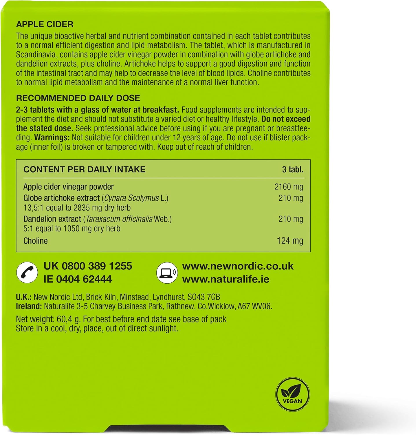 New Nordic Apple Cider Vinegar Tablets - 2160 mg ACV with The Mother - May Help Promote Weight Loss - for Men and Women - 60 High Strength Tablets : Amazon.co.uk: Health & Personal Care