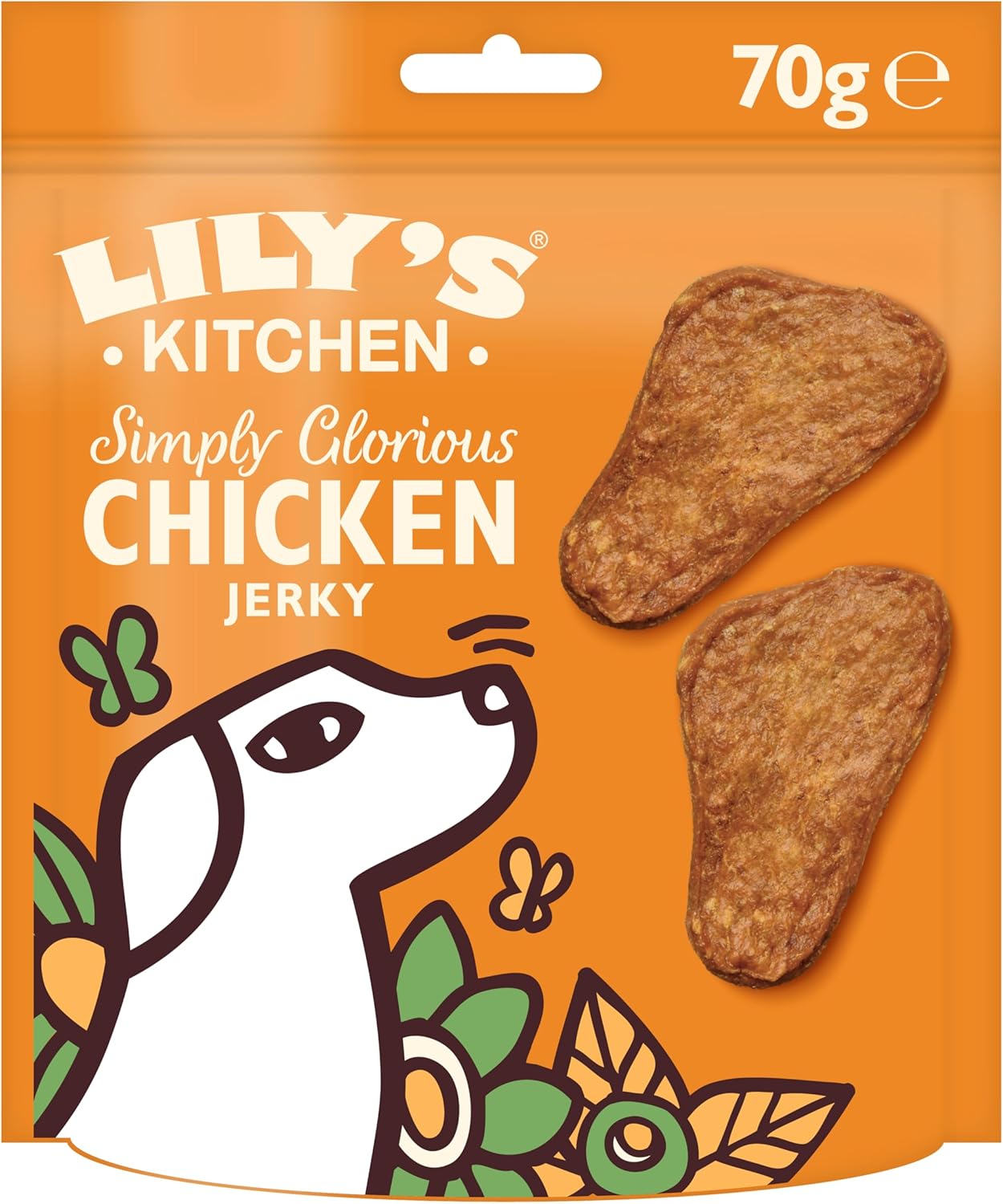 Lily’s Kitchen Made with Natural Ingredients Adult Dog Treats Packet Glorious Chicken Jerky Grain-Free Recipes (8 Packs x 70g)?DTSCJ70