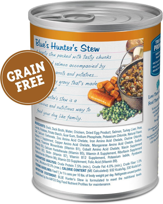 Blue Buffalo Blue'S Stew Grain Free Natural Adult Wet Dog Food, Hunter'S Stew 12.5 Oz Cans (Pack Of 12)