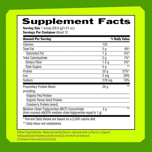 Biochem 100% Vegan Plant Protein - Vanilla - 11.4 oz - Easily Digestib