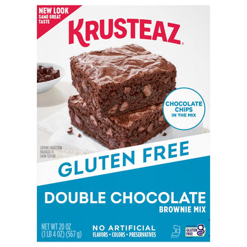 Krusteaz Gluten Free Double Chocolate Brownie Mix, Includes Chocolate Chips, Certified GF, Gluten Free Baking Mix, 20-ounce Boxes (Pack of 8)