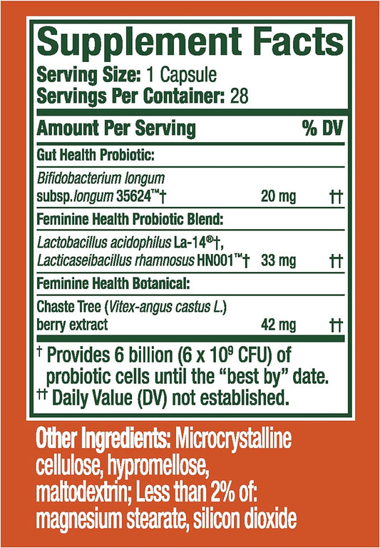 Align Probiotic, Women's Dual Action, Probiotics for Women, Multi-Strain Probiotic with Chaste Tree, Supports Feminine Health, Soothes Occasional Abdominal Discomfort, Gas, Bloating, 28 Capsules