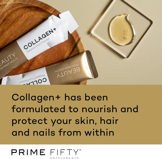 Prime Fifty Liquid Collagen 5,000Mg, 14 X 15Ml Sachets – Passion Fruit Flavour – Bio-Marine Collagen Supplements For Women – Biotin, Retinol, Selenium & Vitamins A, D, C & B12