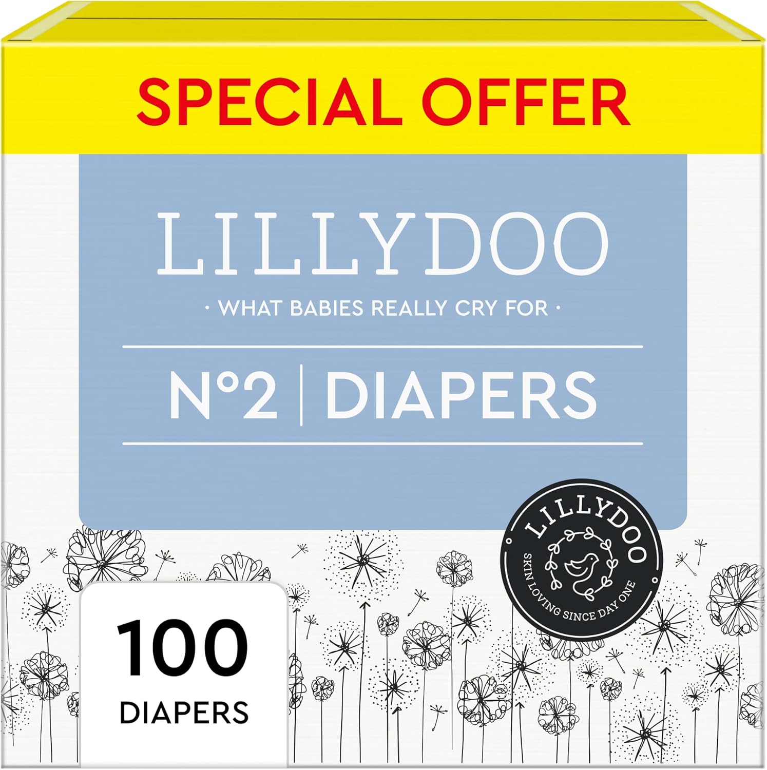 Diapers - Size 2 (9-18 Lbs), Half-Monthly Supply (100 Count), Skin-Friendly, Ultrasoft, Chlorine-Free & Absorbent Baby Diapers