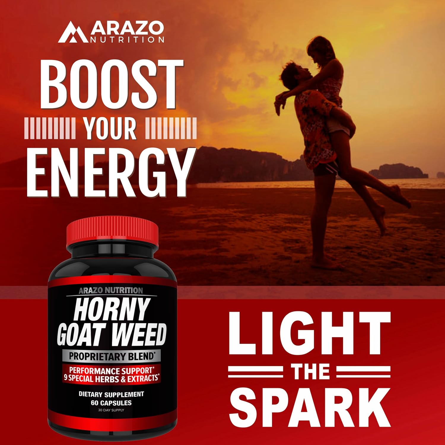 Arazo Nutrition PREMIUM Horny Goat Weed Extract with Maca Root, Ginseng, Muira Puama and L-Arginine - for Men and Women – 100% Pure Herbal Nutritional Supplement : Health & Household