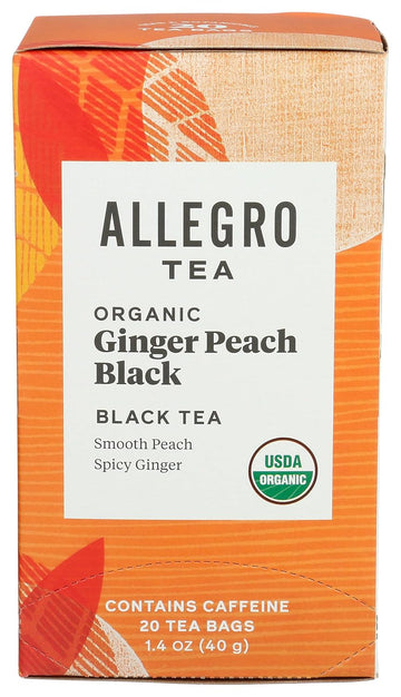 Allegro Tea, Organic Ginger Peach Black Tea Bags, 20 Ct