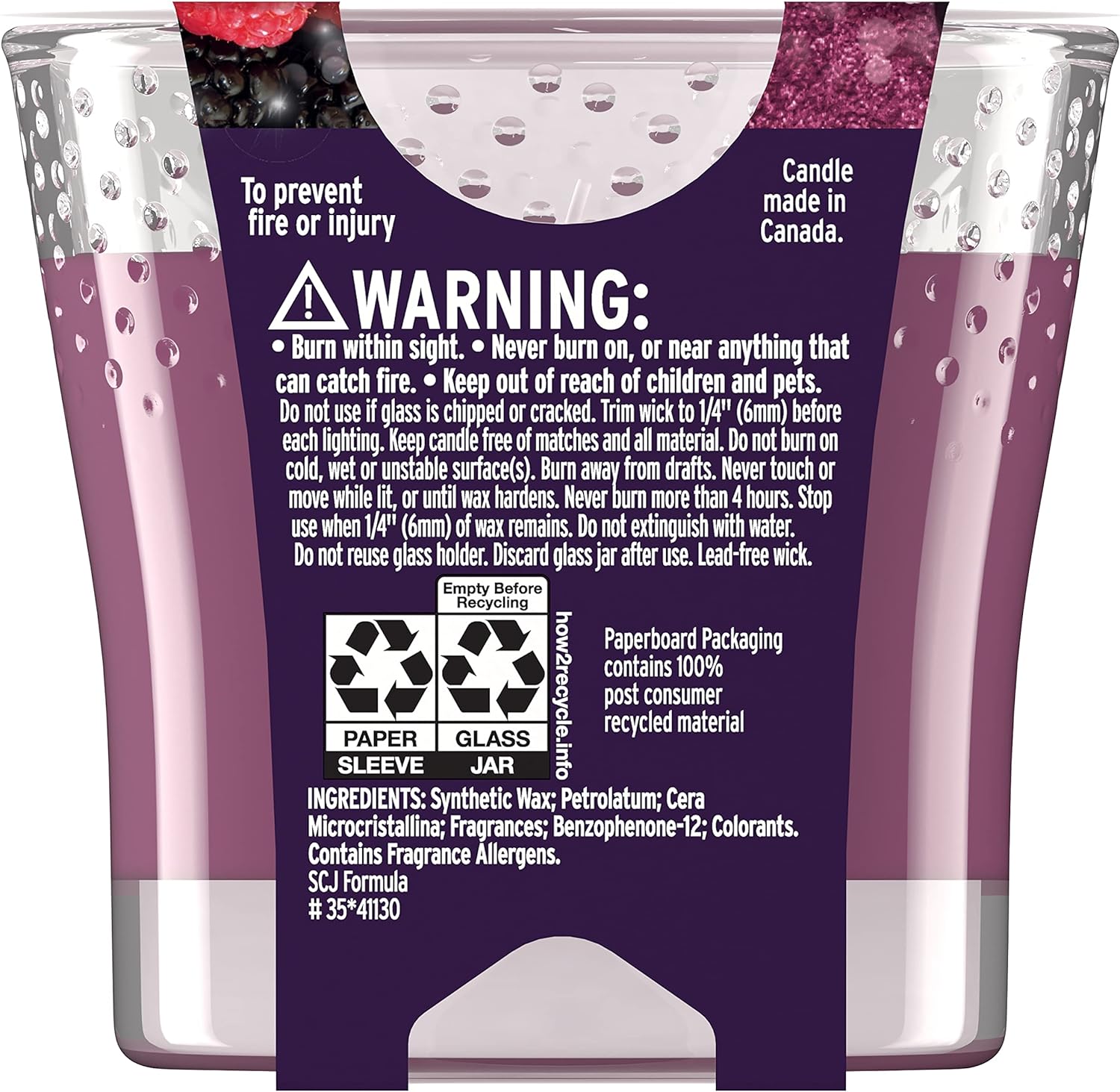 Glade Candle Jar, Air Freshener, Velvety Berry Bliss, 3.4 oz : Health & Household
