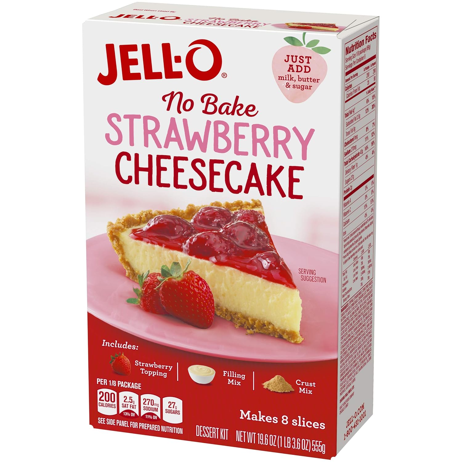 Jell-O No Bake Strawberry Cheesecake Dessert Kit With Strawberry Topping (Filling Mix & Crust Mix, 6 Ct Pack, 19.6 Oz Boxes)