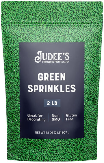 Judee's Green Sprinkles 2 lb - Gluten-Free and Nut-Free - Brighten Up Your Baked Goods - Great for Cookie and Cake Decoration - Use for Baking and as Dessert and Ice Cream Toppings