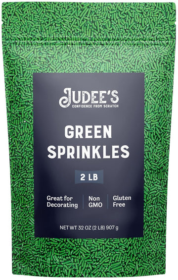 Judee'S Green Sprinkles 2 Lb - Gluten-Free And Nut-Free - Brighten Up Your Baked Goods - Great For Cookie And Cake Decoration - Use For Baking And As Dessert And Ice Cream Toppings