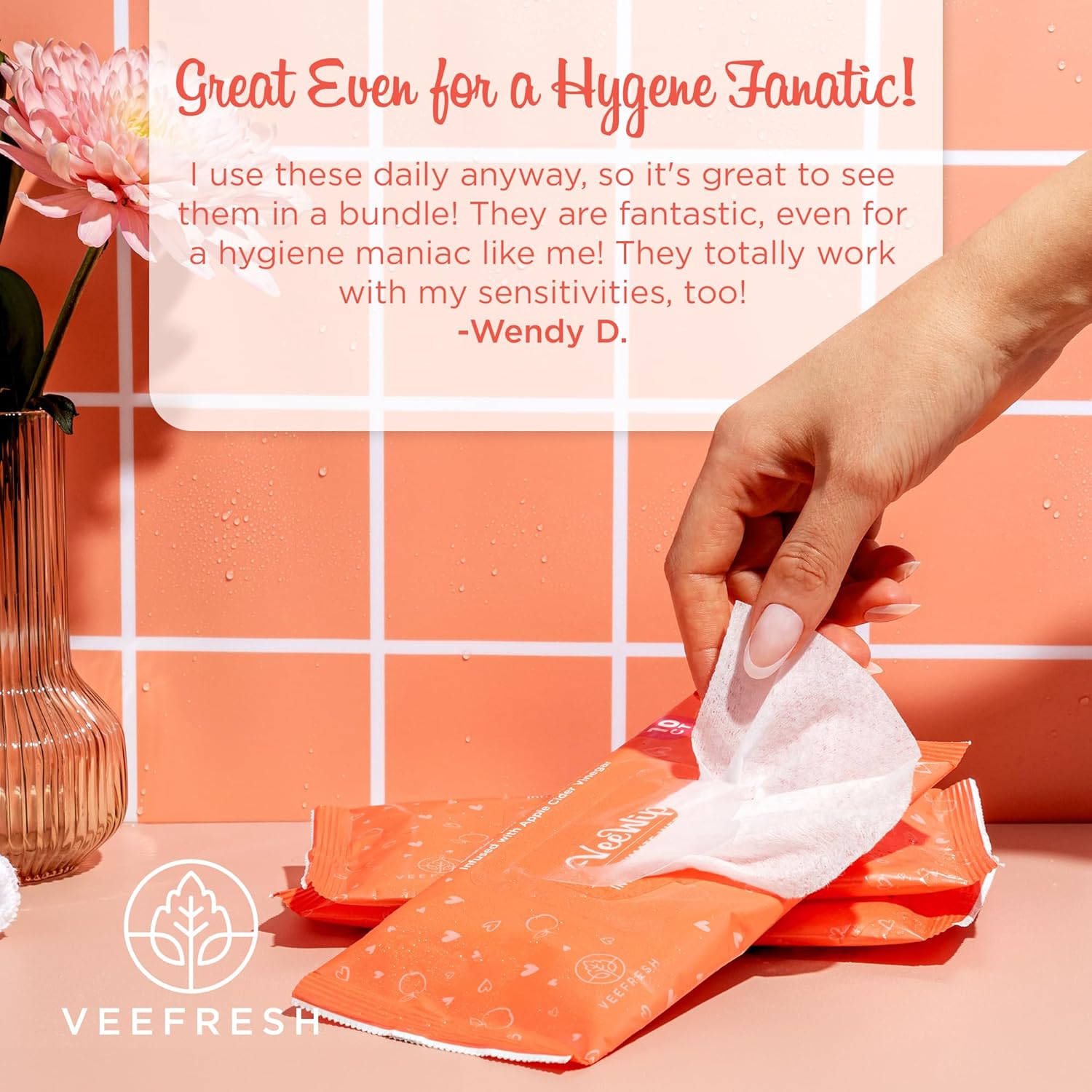 VeeFresh VeeDaily - VeeGentle Intimate Wash & VeeWipes ACV Sensitive Vee Bundle - Apple Cider Vinegar Infused Female Wipes for Women & Natural Feminine Wash for Sensitive Vees! : Health & Household